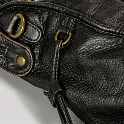 Braided Trim Black Leather Tote Bag with Gold Rivets & Front Zipper Pocket - Top Handle Work Purse for Women, Briefcase ﻿ ﻿