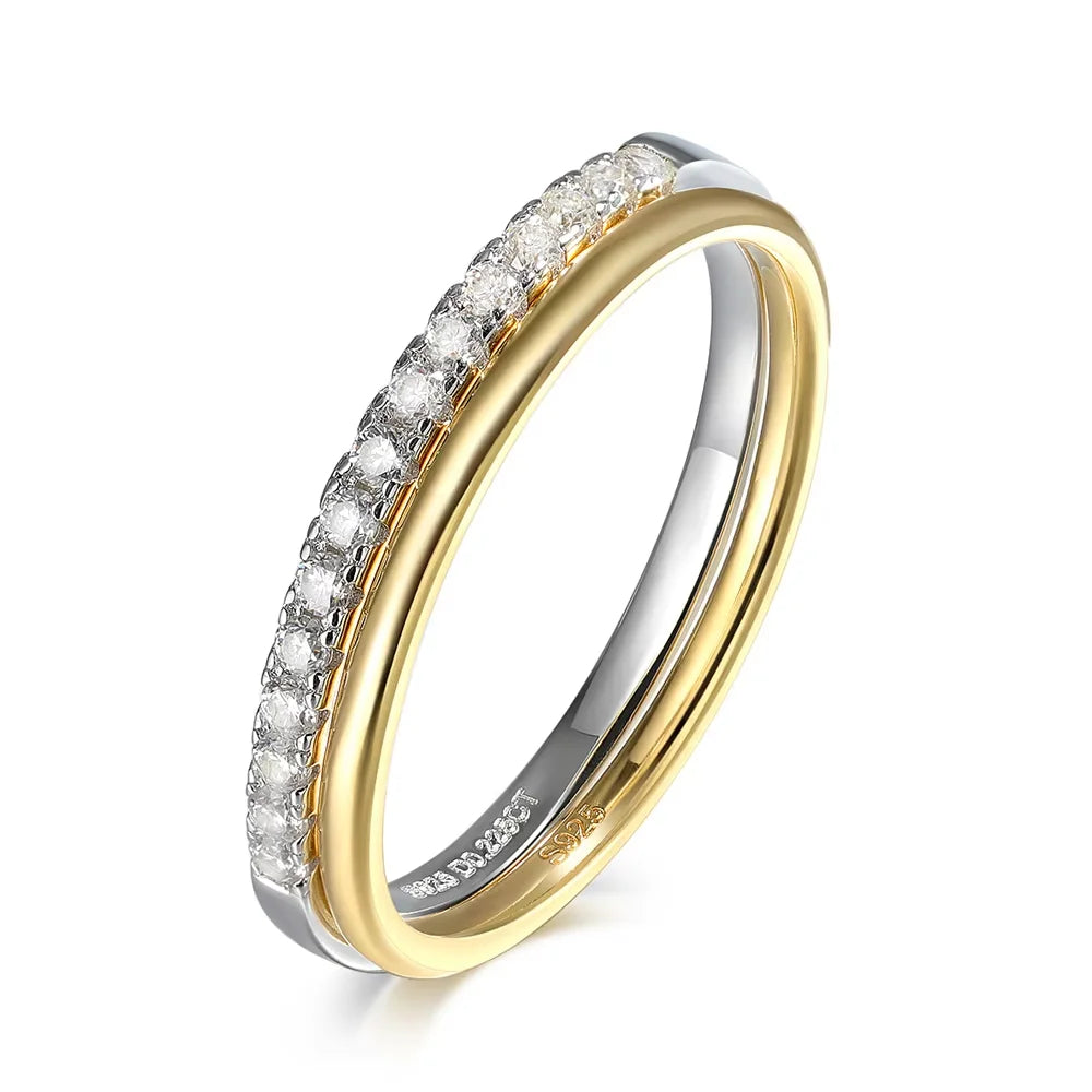 D VVS1 Moissanite Stacking Rings for Women Man GRA Diamond Jewelry s925 Sterling Silver Plated 18k Gold Wedding Band