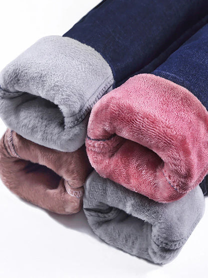 Women's Thick Warm Jeans, Stretch Tight Pencil Pants