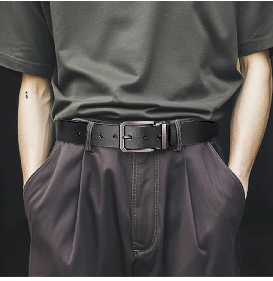 Genuine Leather Men's Belt Large Size Casual Belt   Alloy Pin Buckle Business Suit Belt Father's Day Present Gift