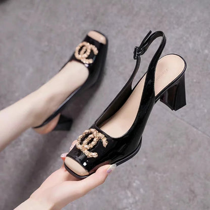 2026 New Fashion Buckle Designer Women's Sandals Casual Comfortable Open-Heel Shoes Summer Everyday Shopping Women's High Heels