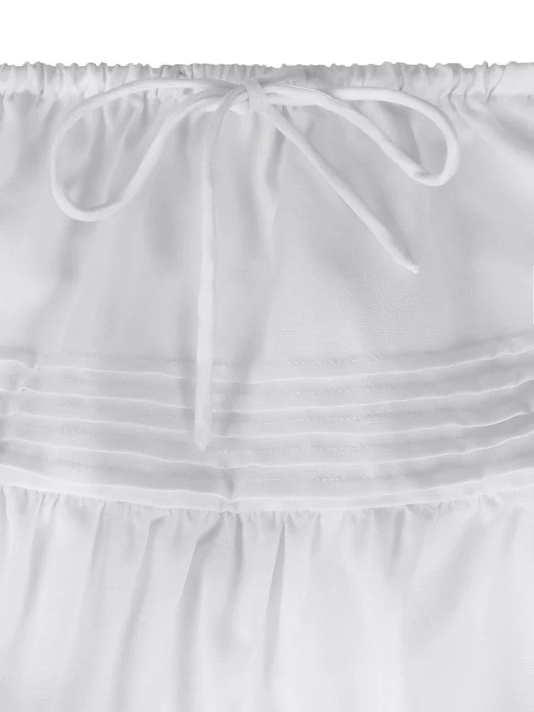 Summer 2025 Women's Pure Color Ruffle Casual Skirt Y2K Tie Mini Polyester Comfortable New Fashion for Ladies