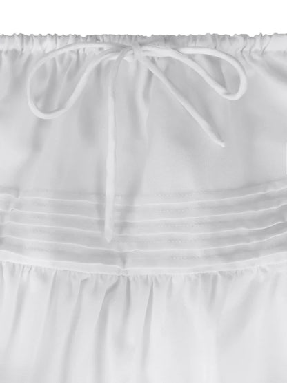 Summer 2025 Women's Pure Color Ruffle Casual Skirt Y2K Tie Mini Polyester Comfortable New Fashion for Ladies