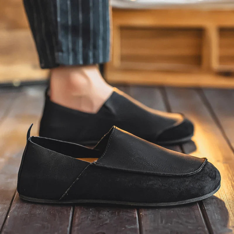 Man Loafers Outdoor Walking Fashion Mens Casual Shoes Soft Leather Comfort Half Slippers Breathable Lazy Driving Shoes