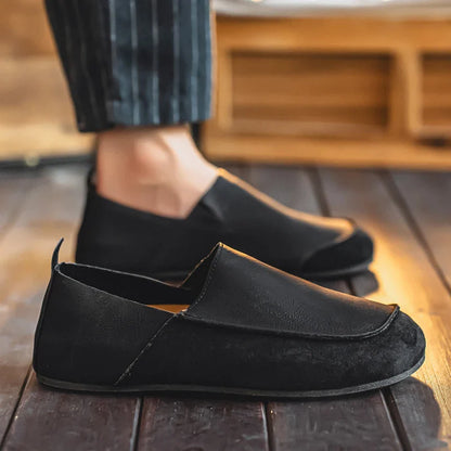 Man Loafers Outdoor Walking Fashion Mens Casual Shoes Soft Leather Comfort Half Slippers Breathable Lazy Driving Shoes