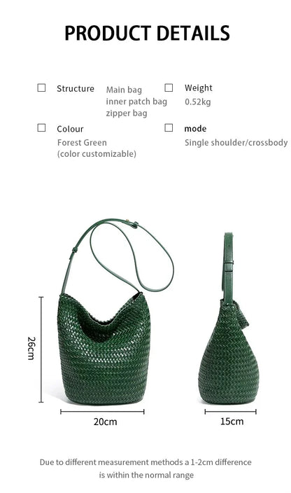 luxury woman handbagNew high end Hand-woven genuine leather women's bag large capacity shoulder tote bag underarm bag bucket bag