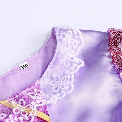 Girls Rapunzel Dress Kids Tangled Disguise Carnival Girl Princess Costume Birthday Party Gown Outfit Clothes 2-10 Years