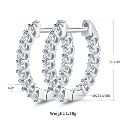 2mm D Color Moissanite Earring s925 Silver Plated 18k White Gold with GRA Certificates Wedding Hoop Earrings for Women