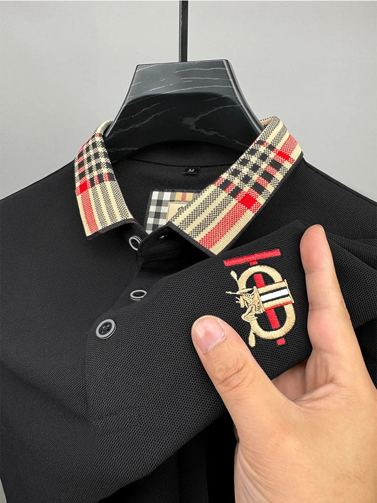 Men's Summer New Embroidered Short Sleeved Polo Shirt Luxury Brand Trendy Casual Lapel T-Shirt Breathable Top Men's Clothing
