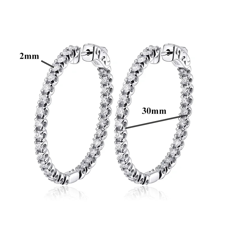 Luxury Designer D Color Full 2mm Moissanite Hoop Earrings For Women Party S925 Silver Plated 18K Gold Diamond Earring Gift