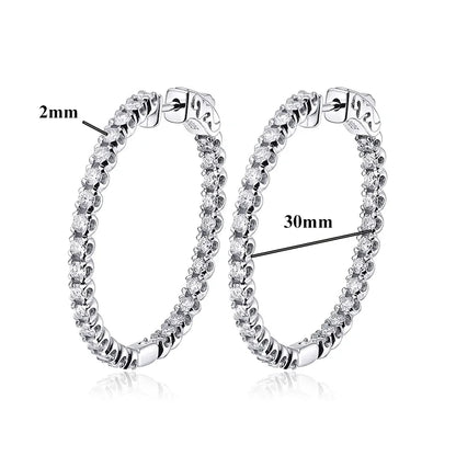 Luxury Designer D Color Full 2mm Moissanite Hoop Earrings For Women Party S925 Silver Plated 18K Gold Diamond Earring Gift