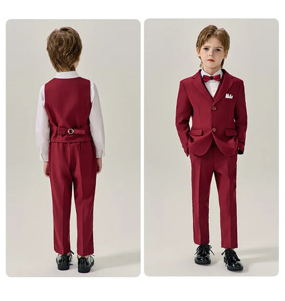 Prince Kids Green Jakcet Vest Pants Bowtie Piano Party Dress Boys Wedding Ceremony Photograph Suit Children Performance Costume