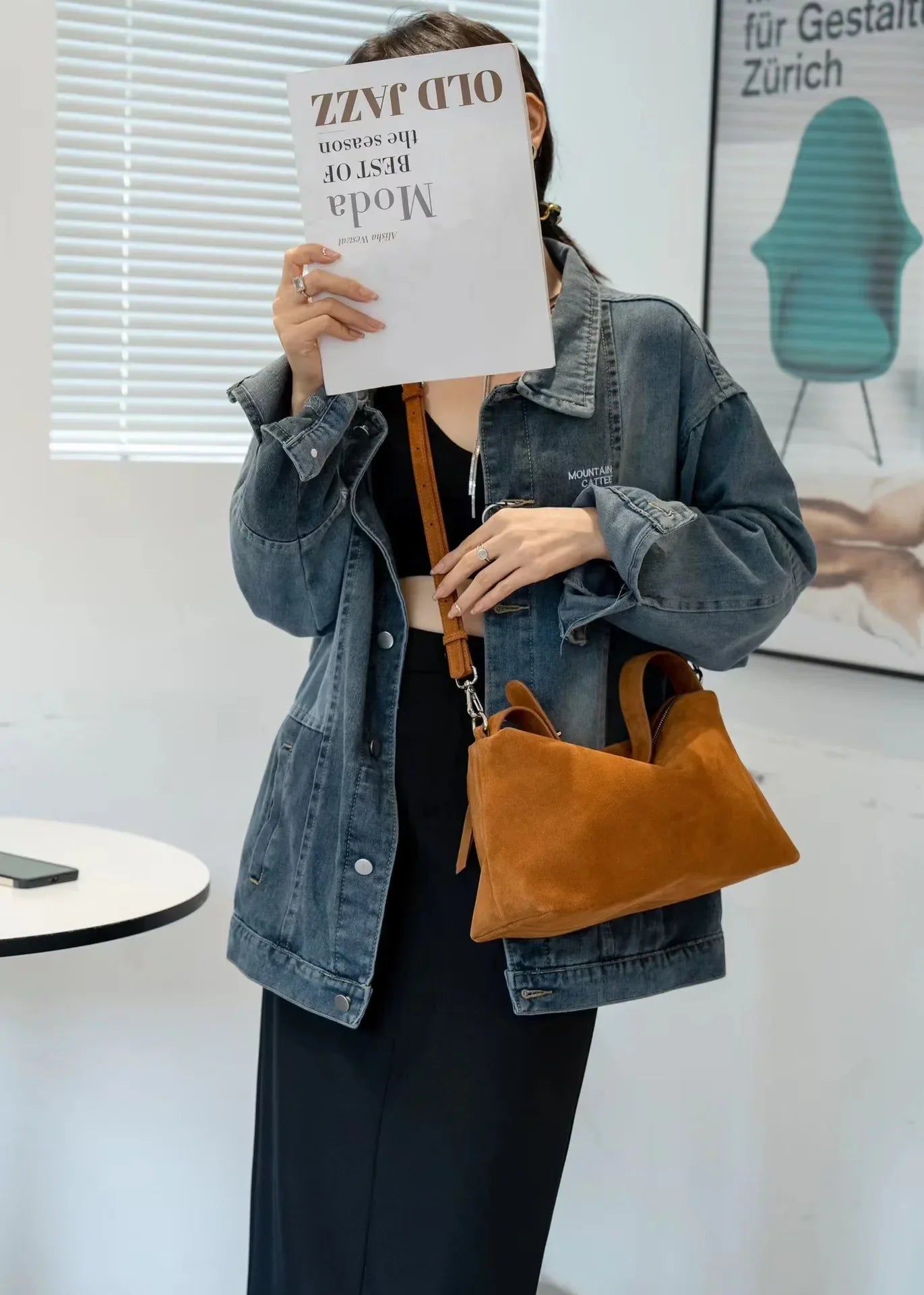 Genuine Leather Fashion Autumn Winter Boston Tote Soft Matte Suede Cow Leather Women's Handbag Shoulder Crossbody Bag For Women