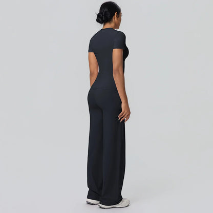 Fitness Sports Workout Yoga Set for Women Naked Feel Slim Casual Workout Top T-Shirt Quick Drying Push Up Running Pants Yoga Set