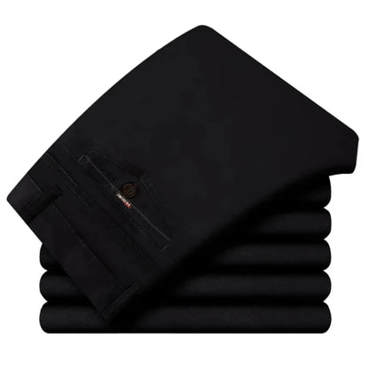 100% Cotton Men's Casual Pants Summer Autumn Fashion Solid Black Khaki Gentle Men Business Long Trousers Brand Smart Suit Pants