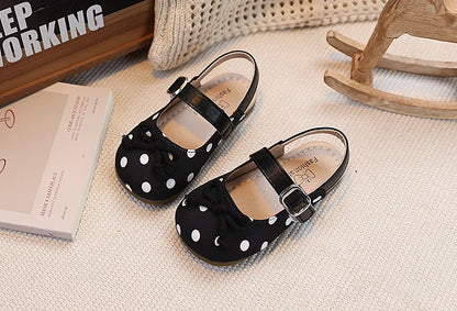 2026  Spring Autumn New Baby Shoes Cute Polka Dot Bow Girls Hollow Children's School Student Loafer Flats