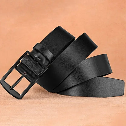 New Leather Cowhide Men's Belt Fashion Metal Alloy Pin Buckle Adult Luxury Brand Jeans Business Casual Waist Male Strap Brand