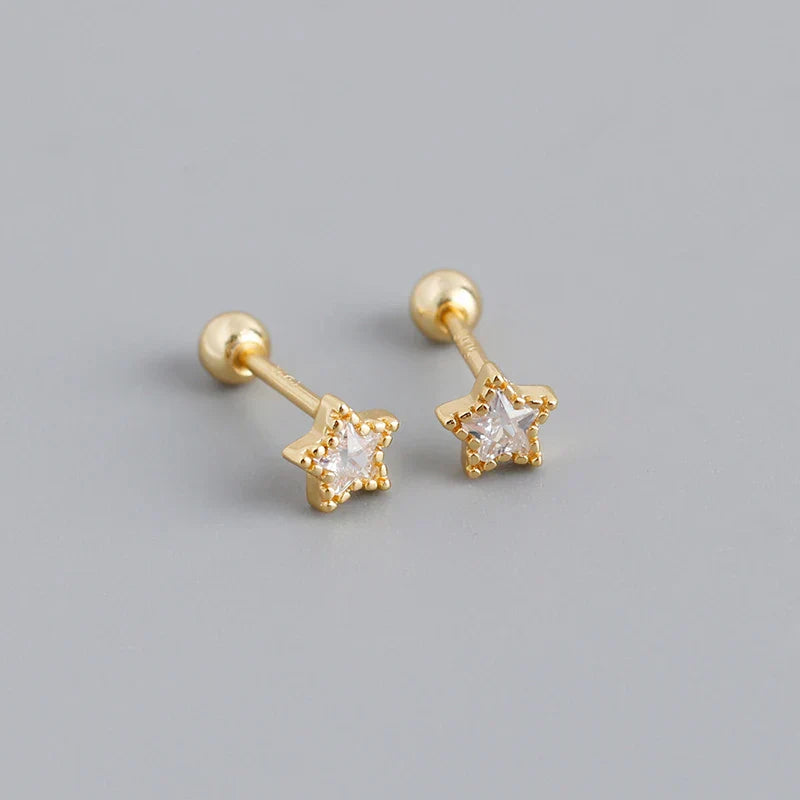 925 Sterling Silver Fashion Korean Petal Screw Bead Stud Earrings for Women Charm Ear Bone Piercing Jewelry Accessories