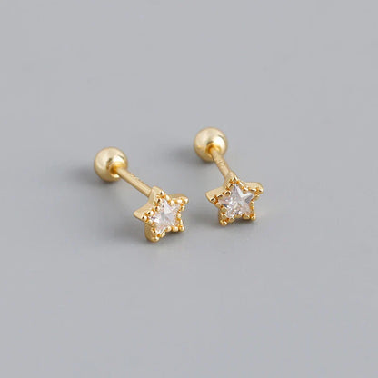 925 Sterling Silver Fashion Korean Petal Screw Bead Stud Earrings for Women Charm Ear Bone Piercing Jewelry Accessories