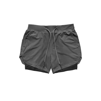 Mens Gym Sports Shorts Jogging Running Breathable Fitness Exercise Double Layer Shirt Hidden-Pocket Casual Camouflage Shorts