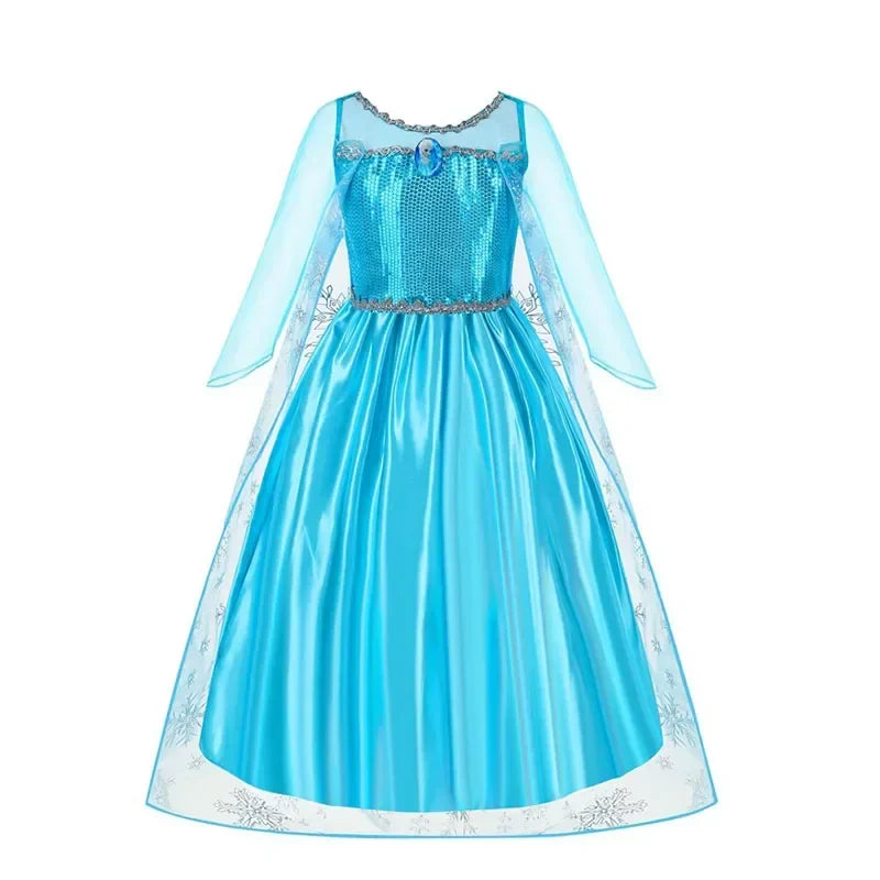 Frozen Elsa Princess For Girls Cosplay Costume Kids Mesh Snow Queen Carnival Birthday Party Dress Up Clothes 2-10Yrs Gown