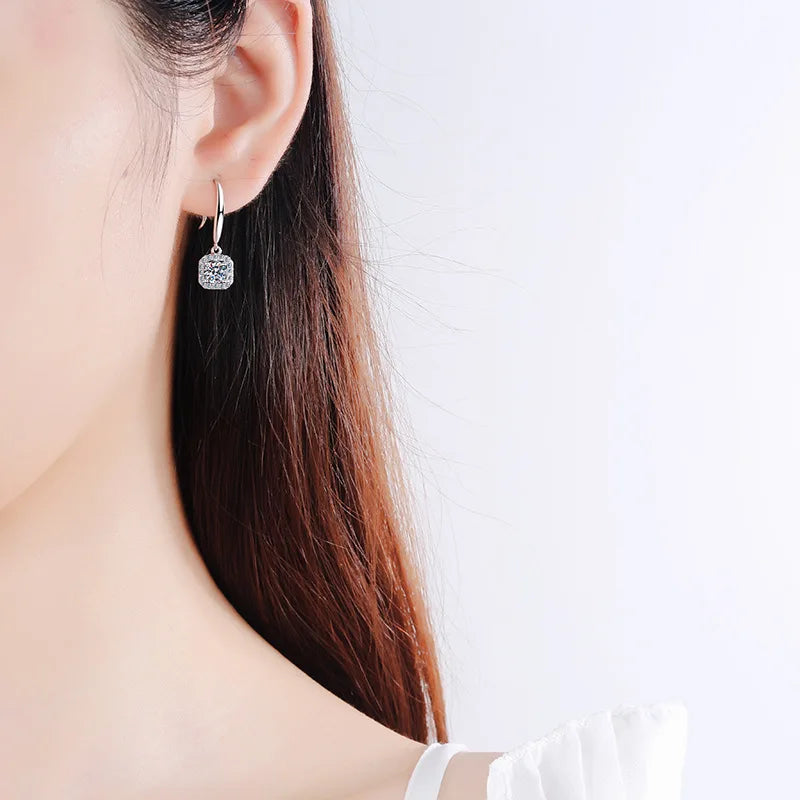 1ct Moissanite Earring s925 Sterling Sliver Plated 18k White Gold Wedding Engagement Fine Jewelry Earrings For Woman