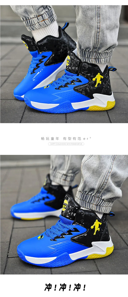 Children Basketball Shoes For Boys Girls Trainers High Top Sneakers Kids Training Shoes Outdoor Non-slip Children's Sports Shoes