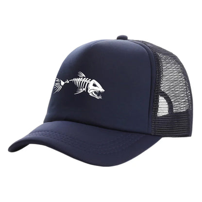 Fishbone Trucker Cap Men Fishing Skeleton Fish Bone Baseball Caps Unisex Mesh Net Hats MZ-496