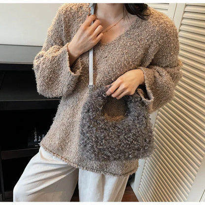 Plush Sweet Shoulder Bags for Women Cute Autumn and Winter 2025 New Versatile Fashion Large Capacity Women's Handbags