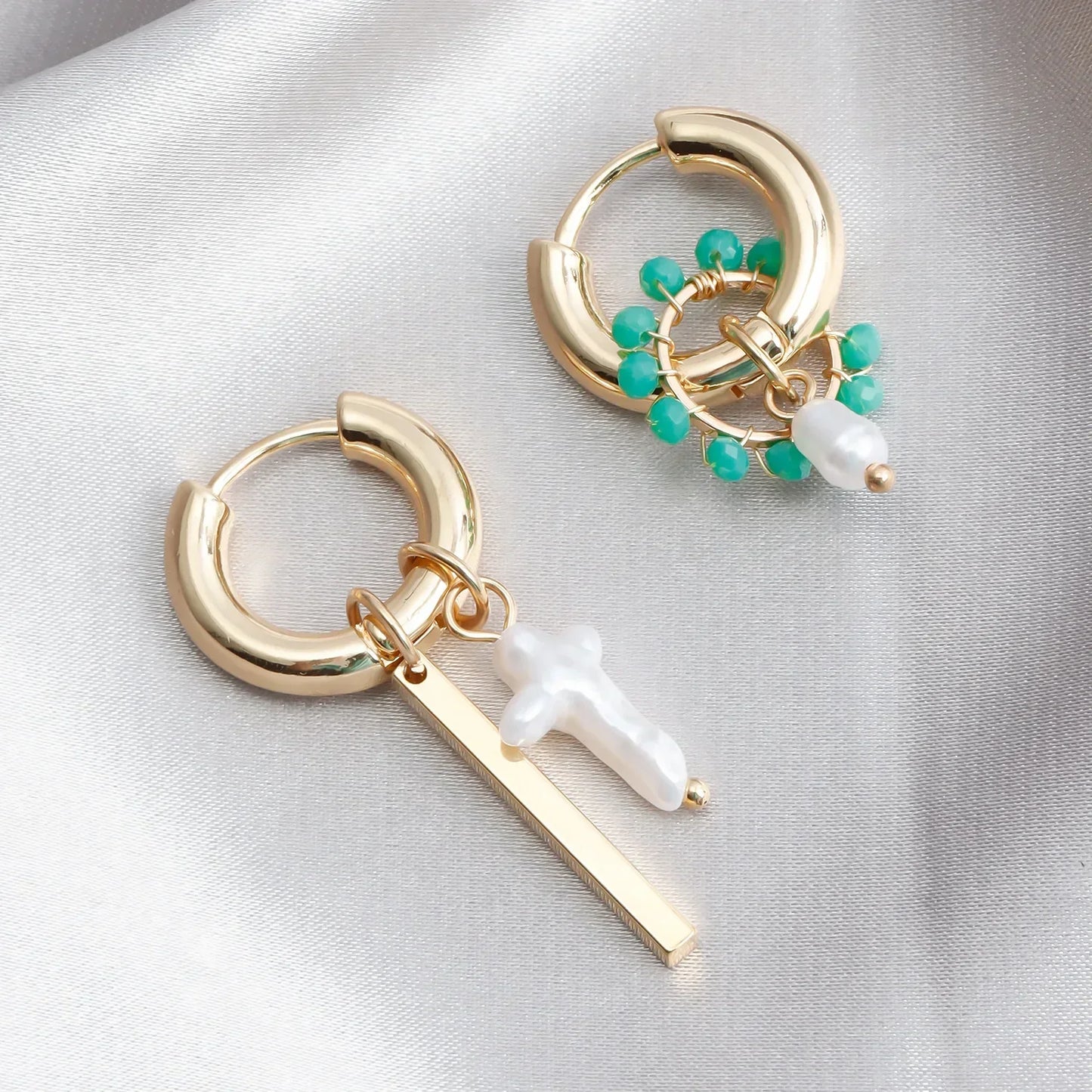 Geometric Crystal Asymmetric Dual-use Ear Buckle Earrings for Women Jewelry