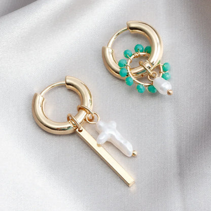 Geometric Crystal Asymmetric Dual-use Ear Buckle Earrings for Women Jewelry