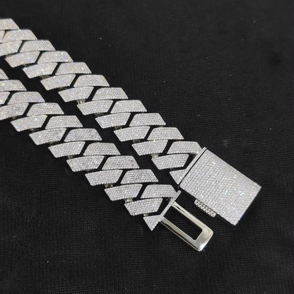Mens Cuban Link Chain Bracelet Gold Plated Bling Miami Cuban Prong Set Diamond Bracelet for Men 25MM Iced Out Hip Hop Jewelry ﻿