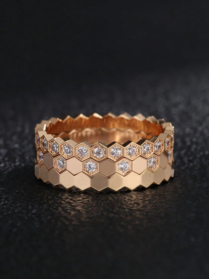 925 Sterling Silver Zircon Simple Delicate Honeycomb 3pc Set Ring For Women Engagement Wedding Luxury High Quality Fine Jewelry