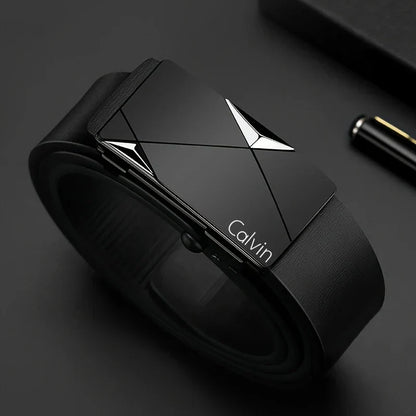 New Men's Automatic Buckle PU Belt Fashion Matching Men's Business Casual Belt Trendy Waist Accessories Wholesale