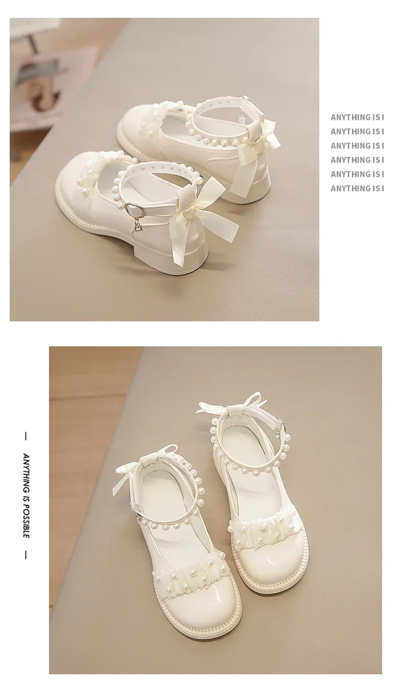 Girl's Mary Janes Organza Beautiful Sweet Children Princess Shoes Three Colors Cover Toe Ankle Strap 26-36 Kids Autumn Shoes