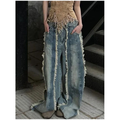 Womens Jeans High Waist Vintage Straight Baggy Pants