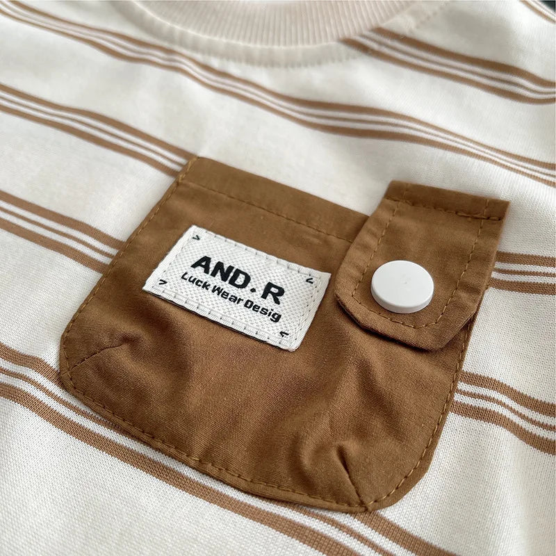 Children Summer Fashion Baby Boy Clothes Suits Striped Pocket TShirt Shorts 2pcs/Set Toddler Casual Costume Kids Tracksuits