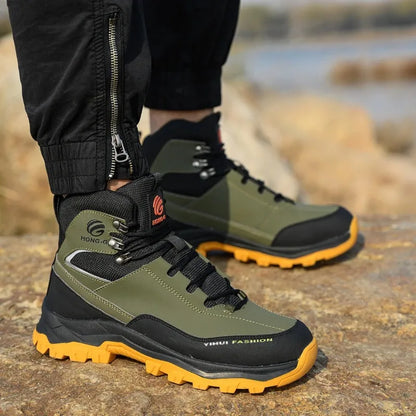 Rotary Buckle Men Work Boots Safety Steel Toe Safety Shoes Indestructible Shoes Anti-smash Puncture-Proof Work Shoes 38-47