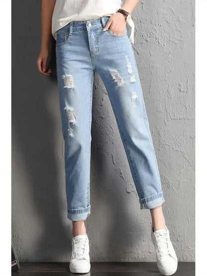 Women's Spring New High-waisted Loose Cropped Pants