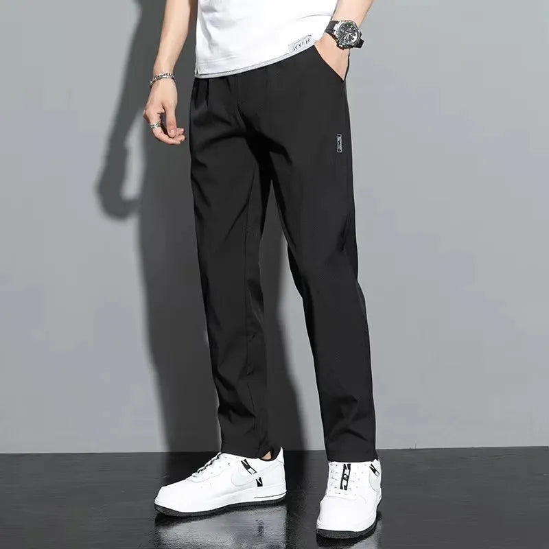 2026 The new men's summer fashionable versatile Black Gray Thin Business Casual Pants Outdoor Elastic Breathable Straight Leg Sw
