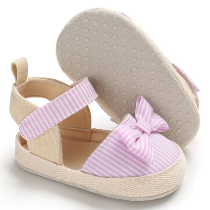 Summer Girl Baby Casual Sandals Soft Sole Comfortable Lightweight Walking Shoes Bow Canvas Baby Shoes