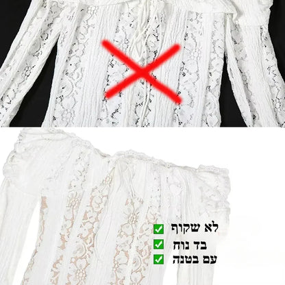 Lace Slim Mini Dress for Women Off The Shoulder Sexy Long Sleeves Club Party Dresses Bodycon Elegant Autumn Dress