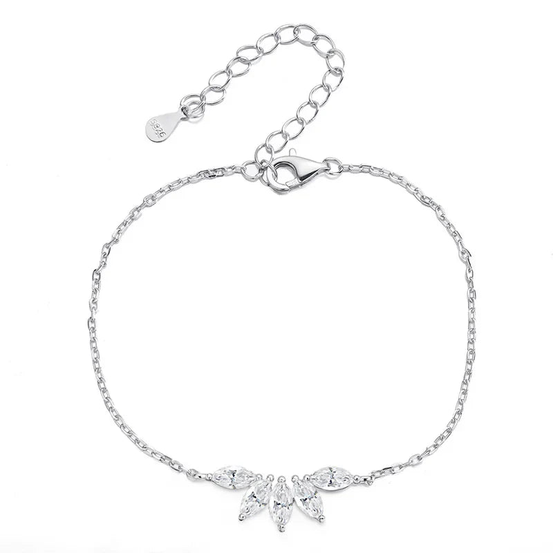 5 Gems 3*6mm Marquise Cut All Moissanite Bracelets for Women Original Luxury Adjustable Chain Real S925 Silver Jewelry