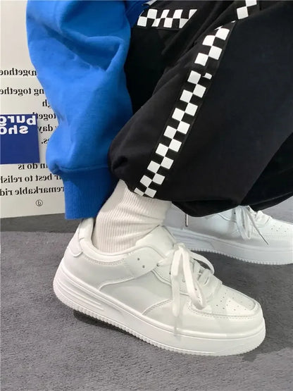 All Season Student Casual White Shoes Children Solid Color Sneaker Kids Soft Soled Versatile Casual Board Shoes Front Lacing