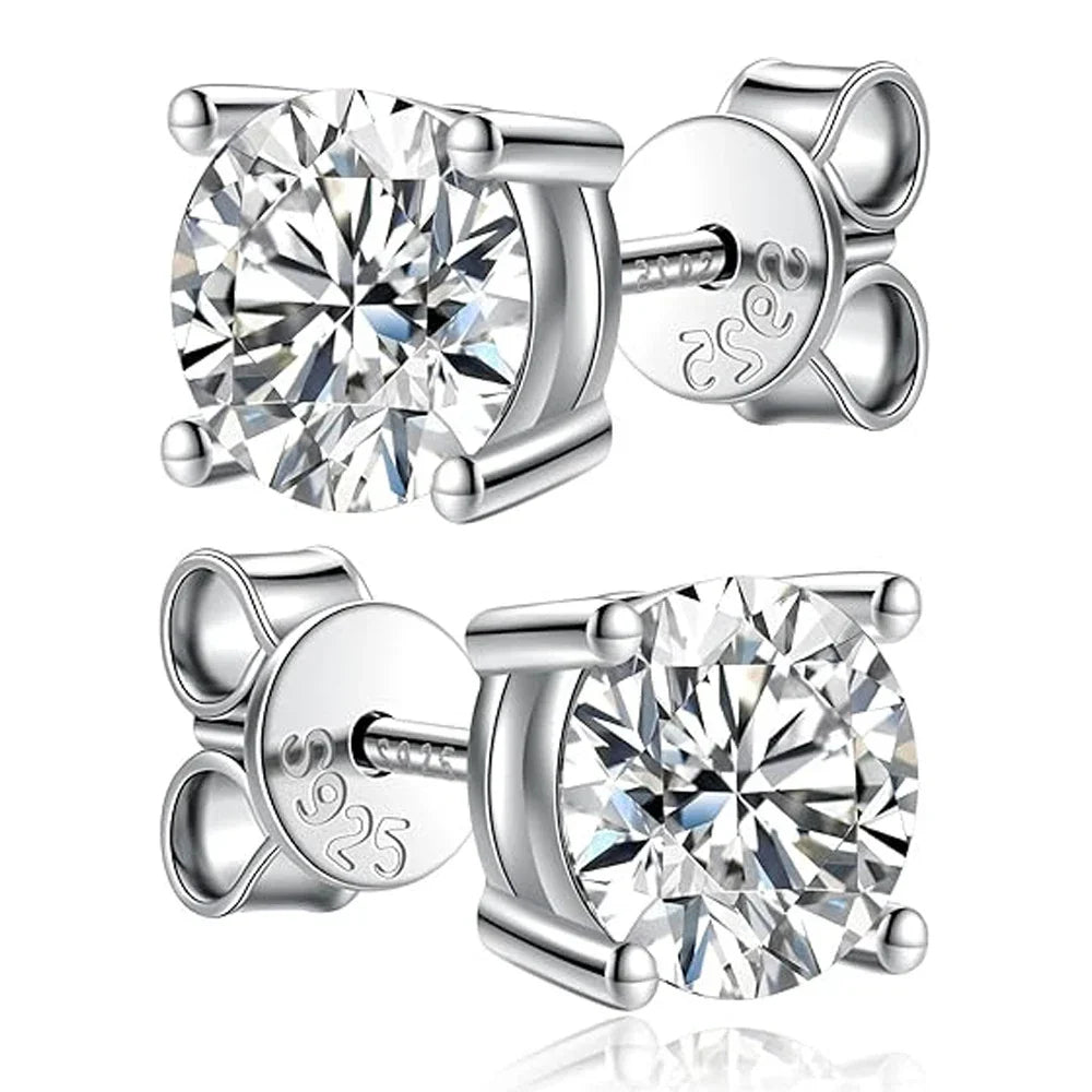 2.0ct Moissanite Earrings for Women Lab Grown Diamond Ear Studs 925 Sterling Silver Fine Jewelry Gift