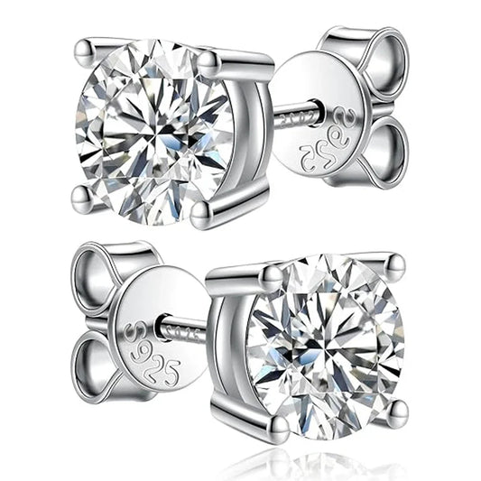 2.0ct Moissanite Earrings for Women Lab Grown Diamond Ear Studs 925 Sterling Silver Fine Jewelry Gift