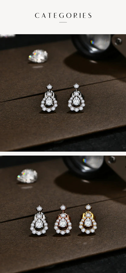 Pear Cut 4*3mm Full Moissanite Stud Earrings for Women Sparkling Wedding Party Earring 925 Sterling Silver Fine Jewelry