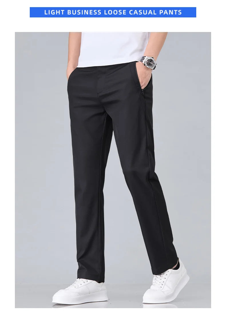 Fashion New in Men's Casual Pants Straight Slim Thin Korean Breathable Comfortable Brand Male Clothing Summer Trousers