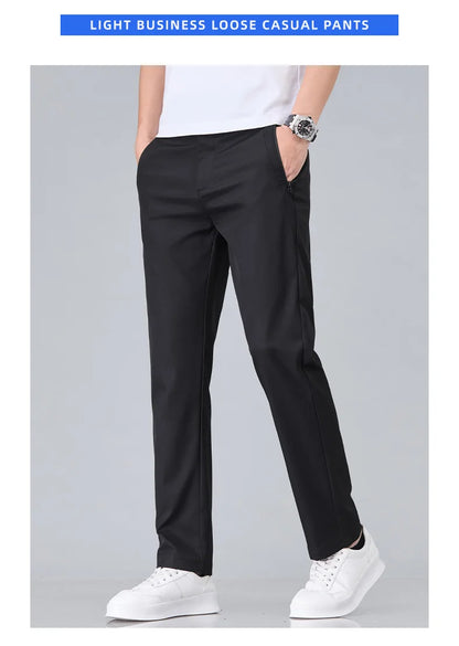 Fashion New in Men's Casual Pants Straight Slim Thin Korean Breathable Comfortable Brand Male Clothing Summer Trousers