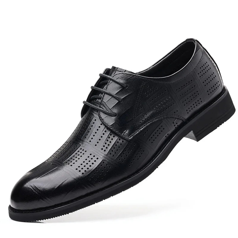 Men's Business Dress Leather Shoes First Layer Cowhide Men Sandals Casual Shoes Inner Height Increase Shoes